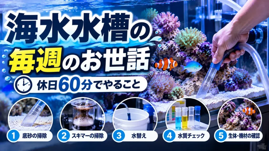 海水水槽の毎週のお世話｜休日60分でやること